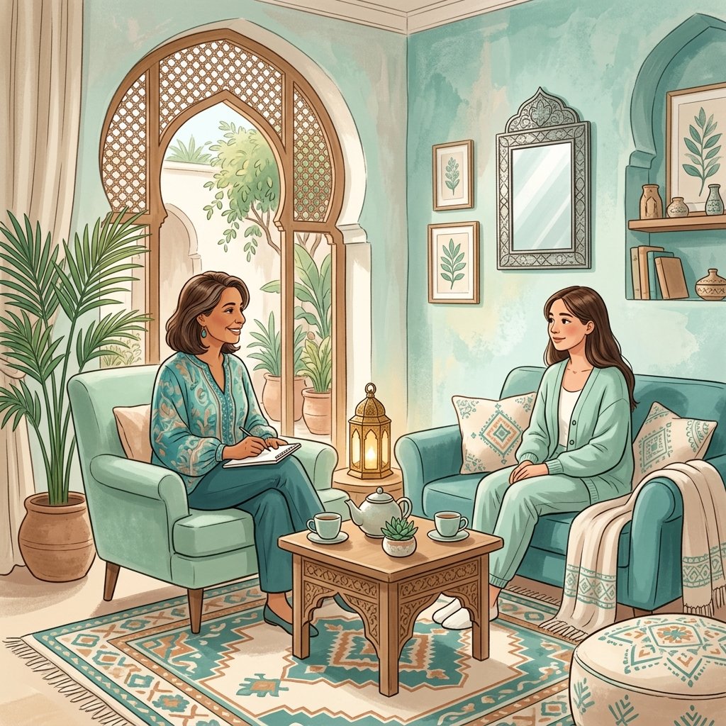 Moroccan therapy session illustration